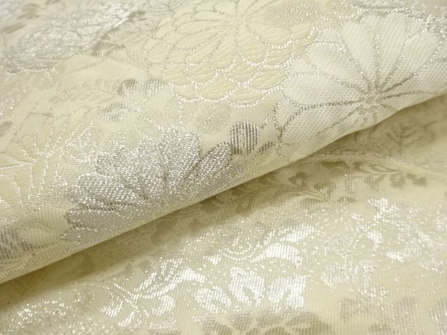  アンティーク　道長取りに菊模様織り出し袋帯（材料）